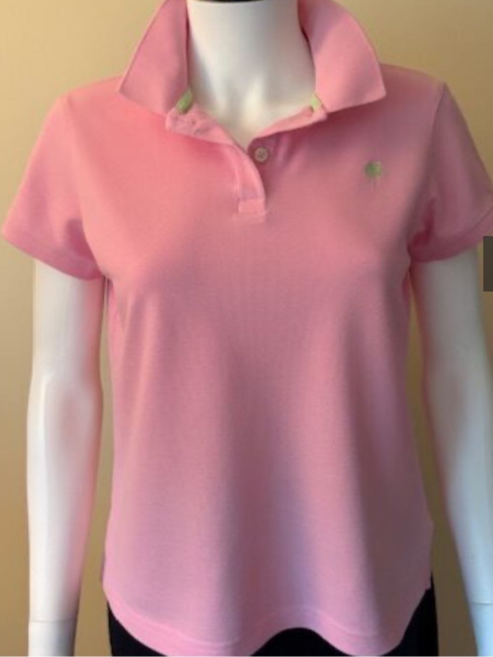 Lilly Pulitzer Pink Polo with Lime Green Logo. Free Gift W/Purchase
